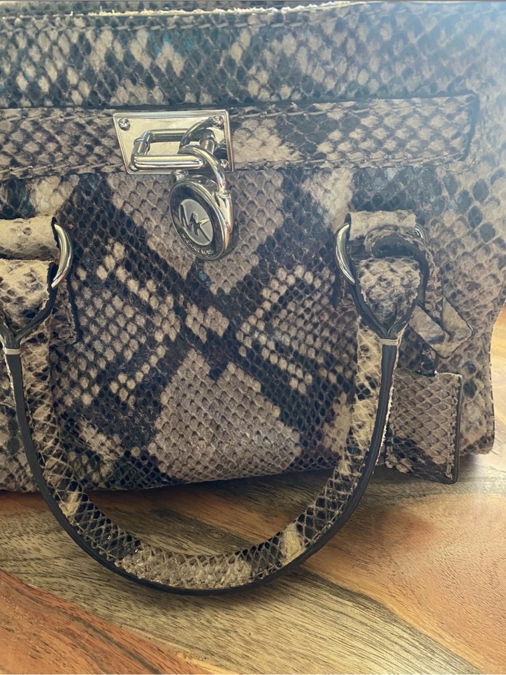 Michael Kors Hand Bag in Gray and Black with Silver Hardware - Picture 2 of 13